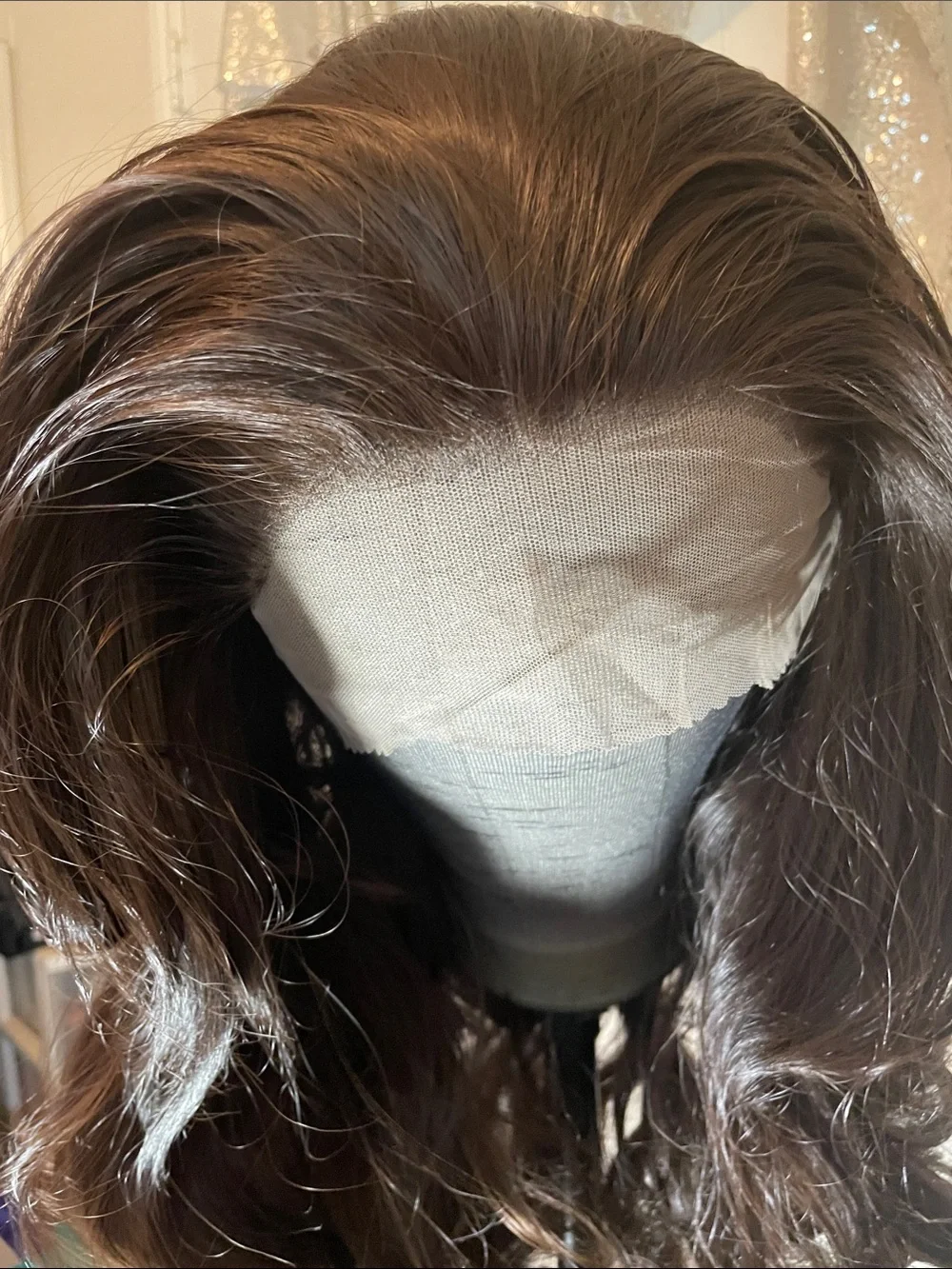 Lace Front Women's Long Wavy Wig - Dark Brown